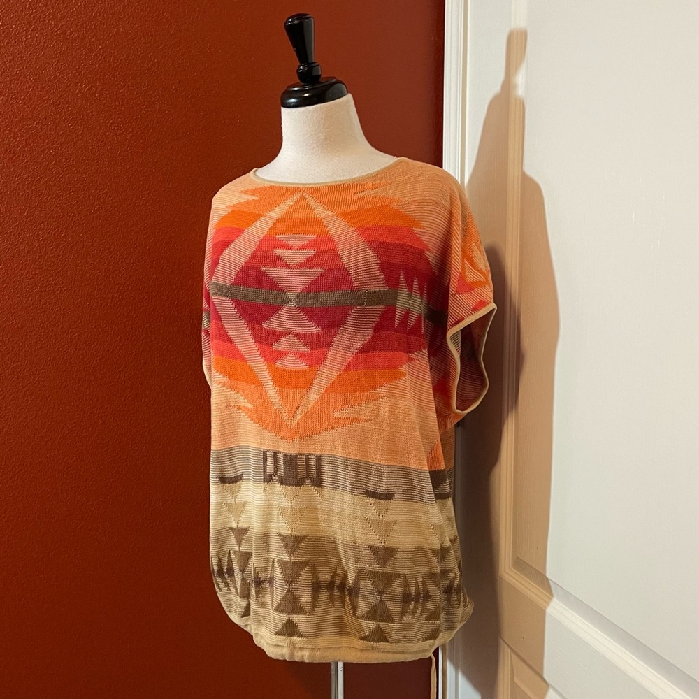 Ralph Lauren Active Women’s Southwestern Linen Blend Rainbow Ombré Relaxed Top